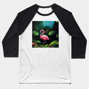 Flamingo in The Tropics Baseball T-Shirt
